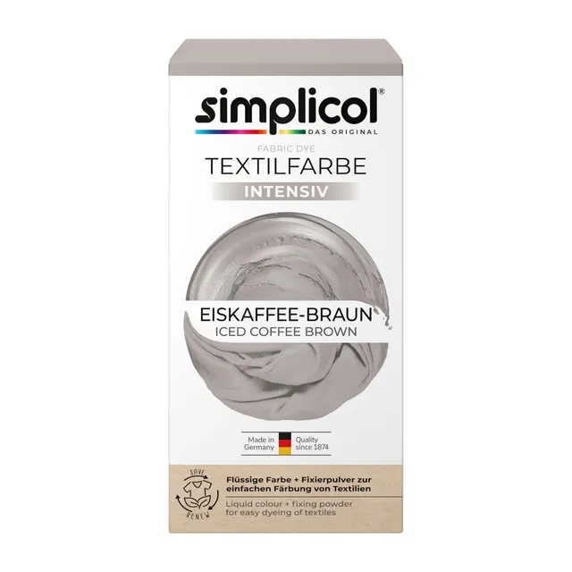 simplicol Textilfarbe intensiv Eiskaffee-Braun – Waschmaschinenfarbe mit Fixierer