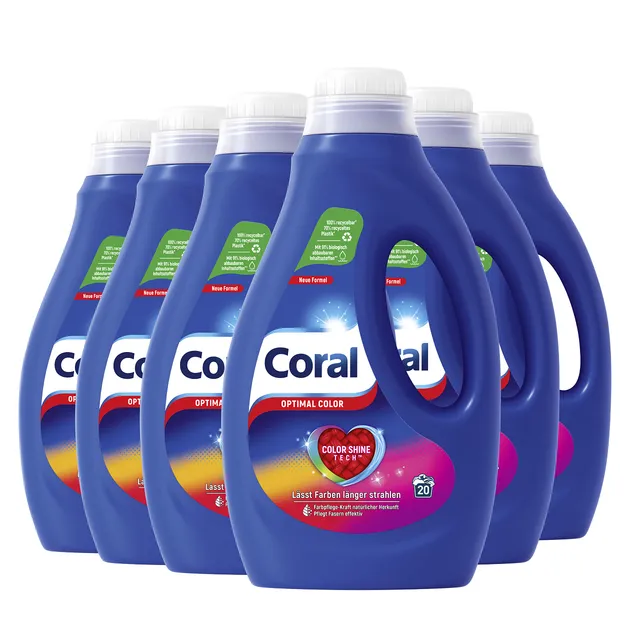 coral-optimal-color-fl-ssigwaschmittel-f-r-bunte-w-sche-6-x-1l-6-x-20-wl image 1