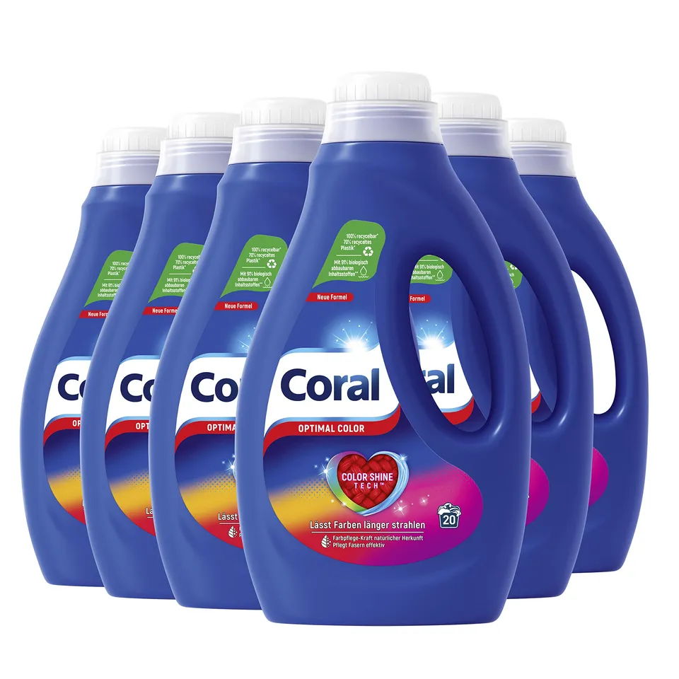 coral-optimal-color-fl-ssigwaschmittel-f-r-bunte-w-sche-6-x-1l-6-x-20-wl image 1